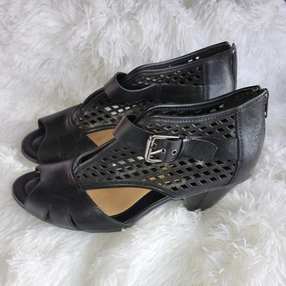 Earth Black Cutout Heeled Sandal Boot